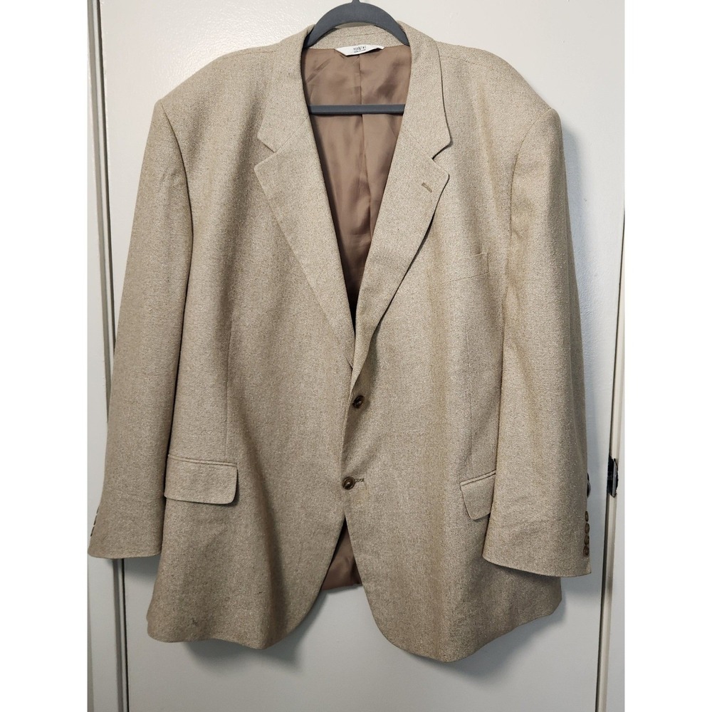Versini Men's 100% Silk 54R Beige Single Breast Blazer Sports Coat Notch Lapel